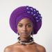 Elegant Embellished Lace Layered Headwrap For Weddings & Parties - Adjustable Gele Head Tie In Multiple Colors Aoto Gele Baotou Hat_viptrois.com