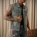 Men's Loose Fit Denim Jacket Autumn New Style Lapel Motorcycle Workwear Top Versatile Guangzhou Xintang_viptrois.com