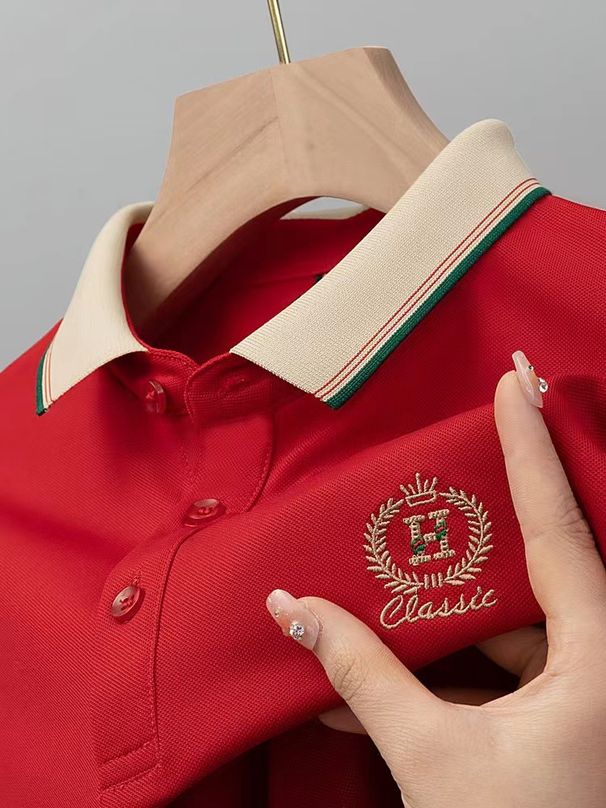 Men's Clothing Summer Men's Short Sleeved T Shirt High End Embroidered Polo Shirt Original Heavyweight Half Sleeved Top For Men_viptrois.com