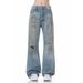 Distressed Washed High-Street Straight Jeans With Tie-Dye & Ripped Details – Urban Grunge Style For Men_viptrois.com