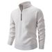 Men's Stand Collar Half-Zip Knit Sweater – Stylish Winter Pullover With Fleece Lining & Ribbed Hem (S-2XL)_viptrois.com