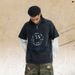 American-style Washed Letter Print Fake Two-piece Spliced Long-sleeve T-shirt, Unisex Trendy Loose Fit_viptrois.com