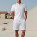 Men's Clothing Lapel Jacquard Fabric Thin Short Sleeved Casual Sports Shirt Suit_viptrois.com