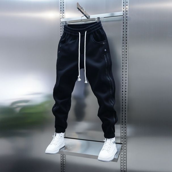 Men's Clothing Spring New Vertical Stripe Casual Pants Men's Trendy Elastic Waist Cuff Pants Fashion Sports Pants_viptrois.com
