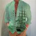 Vintage Sailboat Shirts Men Fashion Casual Single Breasted Shirt Male Outdoor Standing Collar Long Sleeve Tops Homme Camisas_viptrois.com