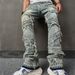 Man's clothing Men's jeans baggy, wide-leg pants casual ripped, sewn, mop-up pants sleek hip hop punk_viptrois.com