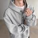 Cleanfit Button-Up Hooded Sweatshirt – Minimalist Henry Collar Pullover For Men (M-XXXL) – Lightweight Polyester Blend Casual Jacket_viptrois.com