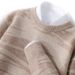 Nordmann Autumn Winter New Pure Wool Thickened Round Neck Color Block Sweater Loose Fashion Cashmere Knitted Base Shirt Men_viptrois.com