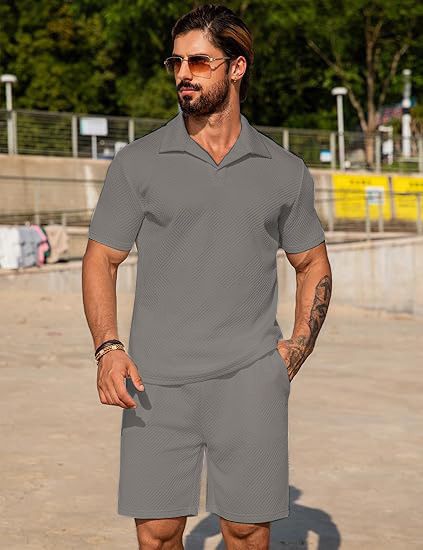 Men's Clothing Summer Short Sleeved Polo Shirt Casual Pants Two Piece Suit Short Sleeved Shorts Summer Suit_viptrois.com
