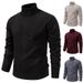 Men's Clothing Sweater Fleece Lined And Thickened High Neck Sweater Winter Warm Knit Pullover Ribbed Hem Thickened Fleece Lined Casual Tops For Dad_viptrois.com