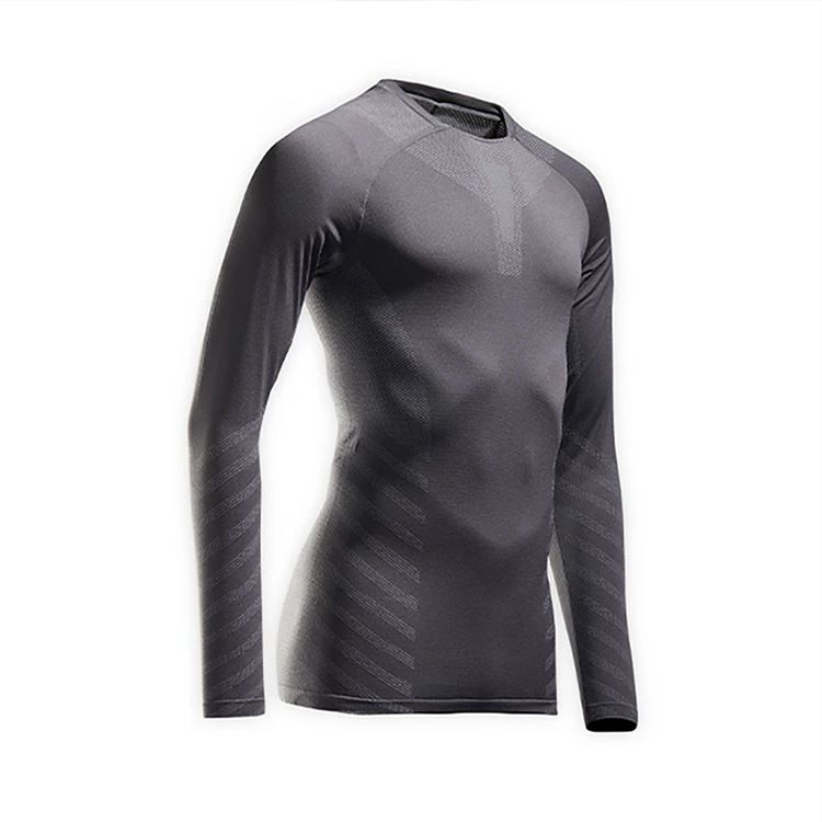 Men's Autumn Men's T Shirt American Youth Seamless Long Sleeved T Shirt Men's High Elastic Quick Drying Running Sports Bottoming Shirt_viptrois.com