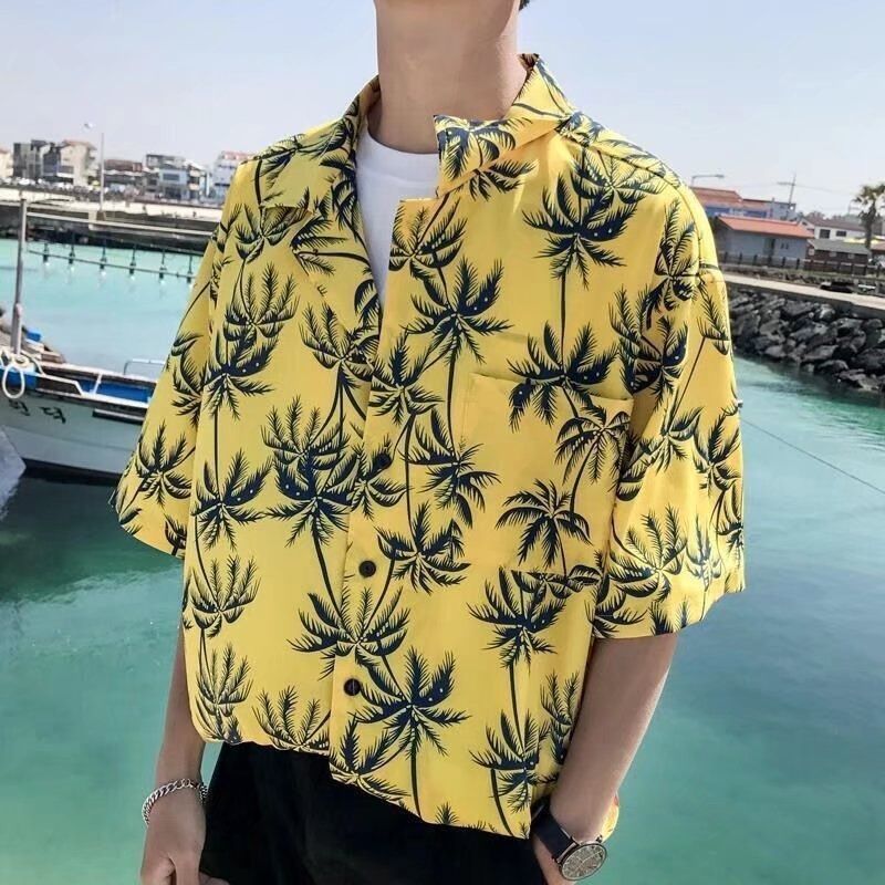 Men's Clothing Summer Short Sleeved Shirt Trendy Beach Vacation Casual Loose Shorts Travel Set_viptrois.com