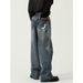 Men's Clothing Four Seasons New Style Ripped Hole Design Slimming Wide Leg Jeans for Men_viptrois.com