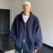 Autumn New 420g Heavy Cardigan Sweater Men's And Women's Trend Loose Casual Solid Color Hooded Sweater Ks001_viptrois.com
