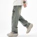 Men's Clothing Printed Jeans Men's New American High Street Retro Washed Nostalgic Loose Straight Trousers Street Fashion Trousers_viptrois.com