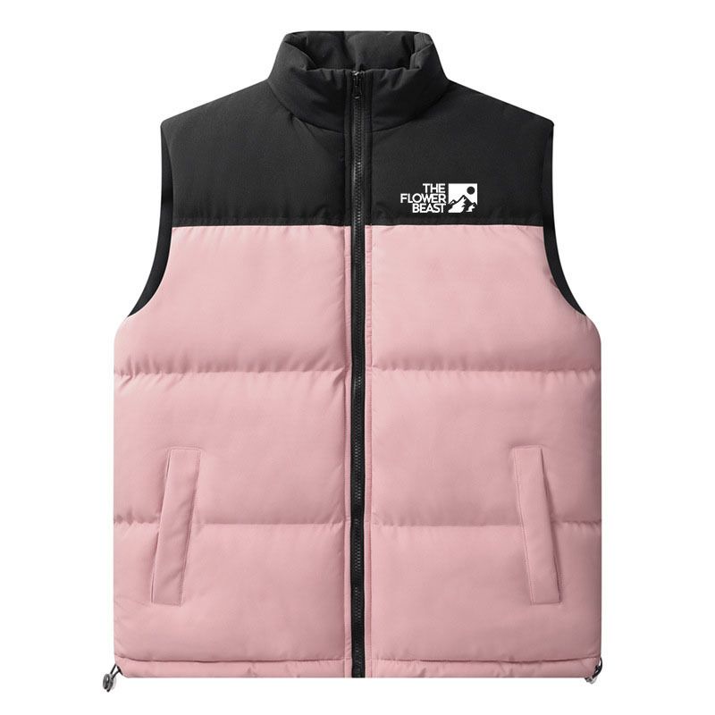 Men's Clothing Style Down Cotton Vest For Men In Autumn And Winter, Enlarged And Thickened, Warm And Stand Up Collar Jacket With Letter Print_viptrois.com