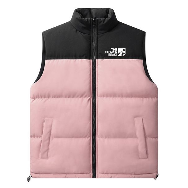 Men's Clothing Style Down Cotton Vest For Men In Autumn And Winter, Enlarged And Thickened, Warm And Stand Up Collar Jacket With Letter Print_viptrois.com