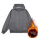 Hooded Sweater Men's Solid Color Loose Casual Sports Jacket Top Cardigan Zipper Shirt Fleece Thicker_viptrois.com
