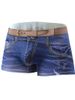 Pulse 2025 Cross-Border New Men's Underwear Fashion Cotton Denim Belted Printed Boxer Briefs_viptrois.com