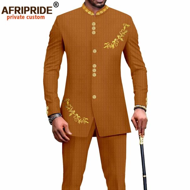 Men's clothing African national batik cotton men's casual two piece set_viptrois.com