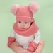 Baby clothing woolen monochrome warm children's hat, scarf and gloves three-piece set_viptrois.com