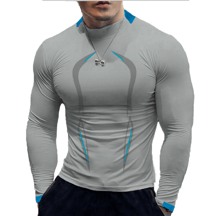 Summer men's fitness training breathable short European size quick drying clothes Men's sports fashion long sleeved_viptrois.com