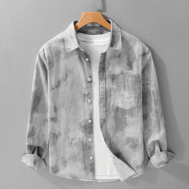 Autumn Men's Retro Long Sleeved Shirt Trend Casual Loose Fashion Youth Minimalist Men's Shirt_viptrois.com