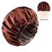 Double layer satin sleeping cap Invisible flat adjustable buckle silk solid color double sided wearable shower cap elastic hair cap_viptrois.com