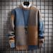 Men's Clothing Autumn And Winter Contrast Color Round Neck Sweater Loose Youth Fashion Pullover Sweater_viptrois.com