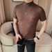 Good Things Recommend Douyin Hot Summer New Men's Short-sleeved T-shirt Semi-turtleneck Bottoming Shirt Personalized Texture Pattern T_viptrois.com