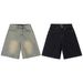 Men's Clothing Men's American Retro Washed Old Denim Shorts Men And Women Straight Loose Cleanfit Shorts_viptrois.com