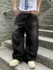 Men's Retro Washed Straight Leg Jeans Loose Fit Solid Color Casual Distressed Long Pants Hot Selling_viptrois.com