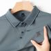 High Qualiy Middle-Aged Ice Silk Shor Sleeved T-Shir For Men's Summer 2024 New Lapel Dad Oufi Solid Color Polo_viptrois.com