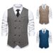 2025 New Men's Herringbone Fabric Double-breasted Retro Lapel Suit Vest_viptrois.com