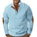 "Men's 3D Jacquard Pullover – Half-Zip Stand Collar (Lightweight, Textured Design)"_viptrois.com