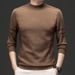 Men's Retro Jacquard Sweater – Half-High Collar Winter Knit (Khaki/Rust Red/Dark Gray/Black, M-4XL, Vintage-Inspired Textured Pullover)_viptrois.com