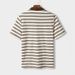 Casual Striped Lapel Polo Shirts Men's Short Sleeved T Shirts_viptrois.com