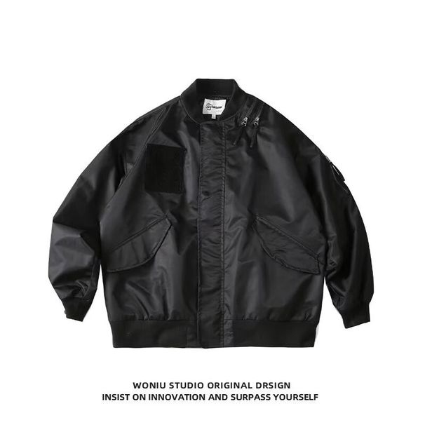 Cross-Border Autumn American Casual Cool Classic MA1 Flight Crew Jacket Men Loose Trendy High Street Versatile_viptrois.com
