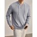 Men's Streetwear Knit Sweater - V-Neck Drawstring Pullover With Linear Texture (Black, White, Gray) - Stretch & Machine Washable Sizes M To XXXL_viptrois.com