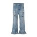 Men's Clothing High Street Old Washed Wide Leg Ripped Bamboo Joints Hand Rubbed Blood Stain Jeans_viptrois.com