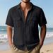 Men's Summer Casual Shirt European Size Breathable Linen Multi Pocket Buttoned Loose Fit Workwear Short Sleeved Beachwear_viptrois.com