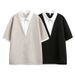 Men's Clothing Two Piece Splicing Polo Shirt Short Sleeved T Shirt Men's Summer Trendy Brand Contrast Color Shirt Collar Mid Sleeve Top_viptrois.com