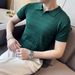 Knitted Thin Ice Silk Polo Shirt Men's Short Sleeved Summer Comfortable And Versatile Breathable Cool V Neck Business Casual T Shirt_viptrois.com