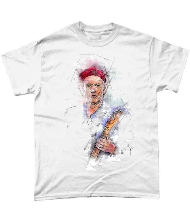 Keith Richards Colour Sketch T Shirt Mens Womens Tees Top Rolling Stones Keith Richards Ronnie Wood_viptrois.com