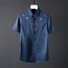Men's Slim Fit Short Sleeve Shirt White Cotton Casual Modern Style With Imported Czech Crystal Rhinestone Star Pattern Factory Direct Sales_viptrois.com