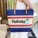 Women's Bags New Autumn And Winter Letter Embroidery Holiday Paper Straw Beach Bag Striped Contrast Woven Shoulder Bag Shopping Bag_viptrois.com
