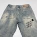 Heavy Washed Distressed Men's Trendy Patchwork High-End Embroidery Print Loose Tapered Straight Jeans_viptrois.com