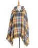 Unisex Shawl Spring and winter loop yarn double checked hooded cape over shawl_viptrois.com