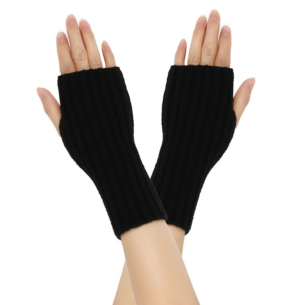 Unisex Warm wool gloves Fingerless gloves Knitted cuffs Wool gloves with false sleeves straight gloves Warm gloves_viptrois.com
