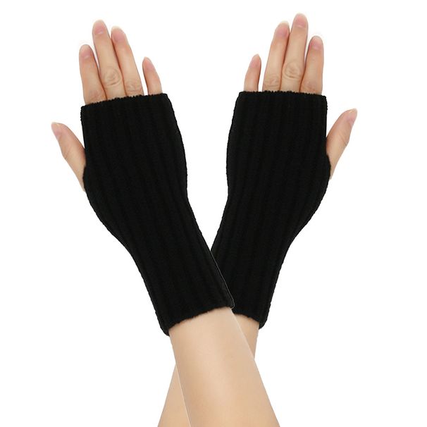 Unisex Warm wool gloves Fingerless gloves Knitted cuffs Wool gloves with false sleeves straight gloves Warm gloves_viptrois.com